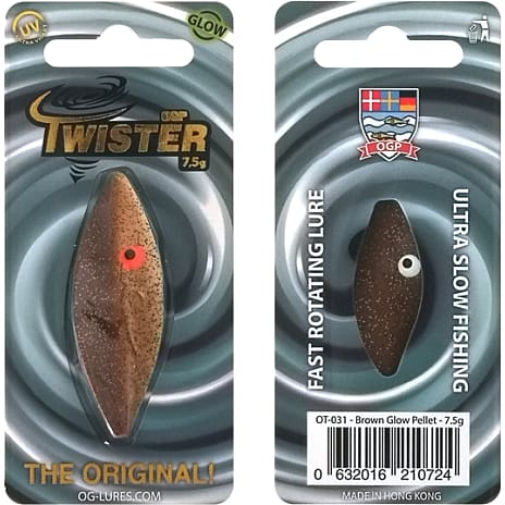 Twister 7.5g - brun selvlysende pellet