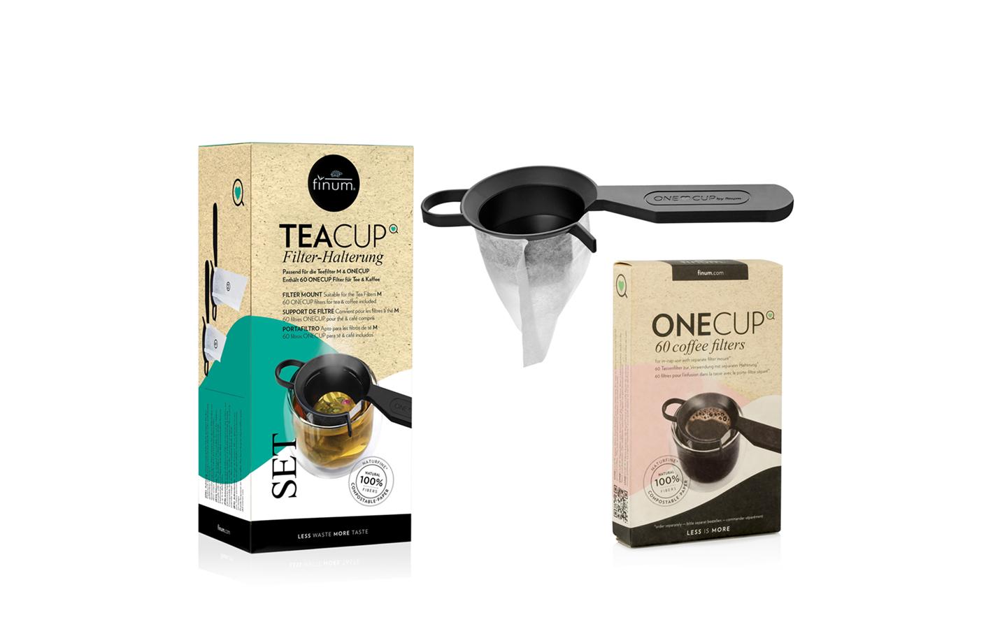 Teacup Set, SchwarzHalterung mit 60 Papierfilter für Tee und Kaffee