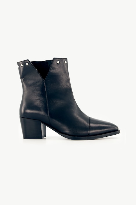 Leder-Stiefeletten, Ziernieten, Wechselfußbett, Weite H