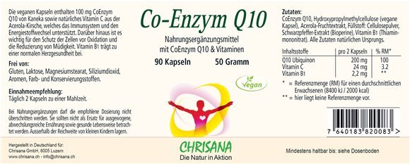 CHRISANA Co-Enzym Q10 Kaps Ds 90 Stk