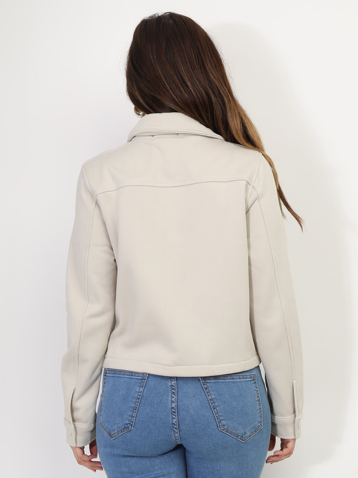 Blouson avec poches à rabat- Beige