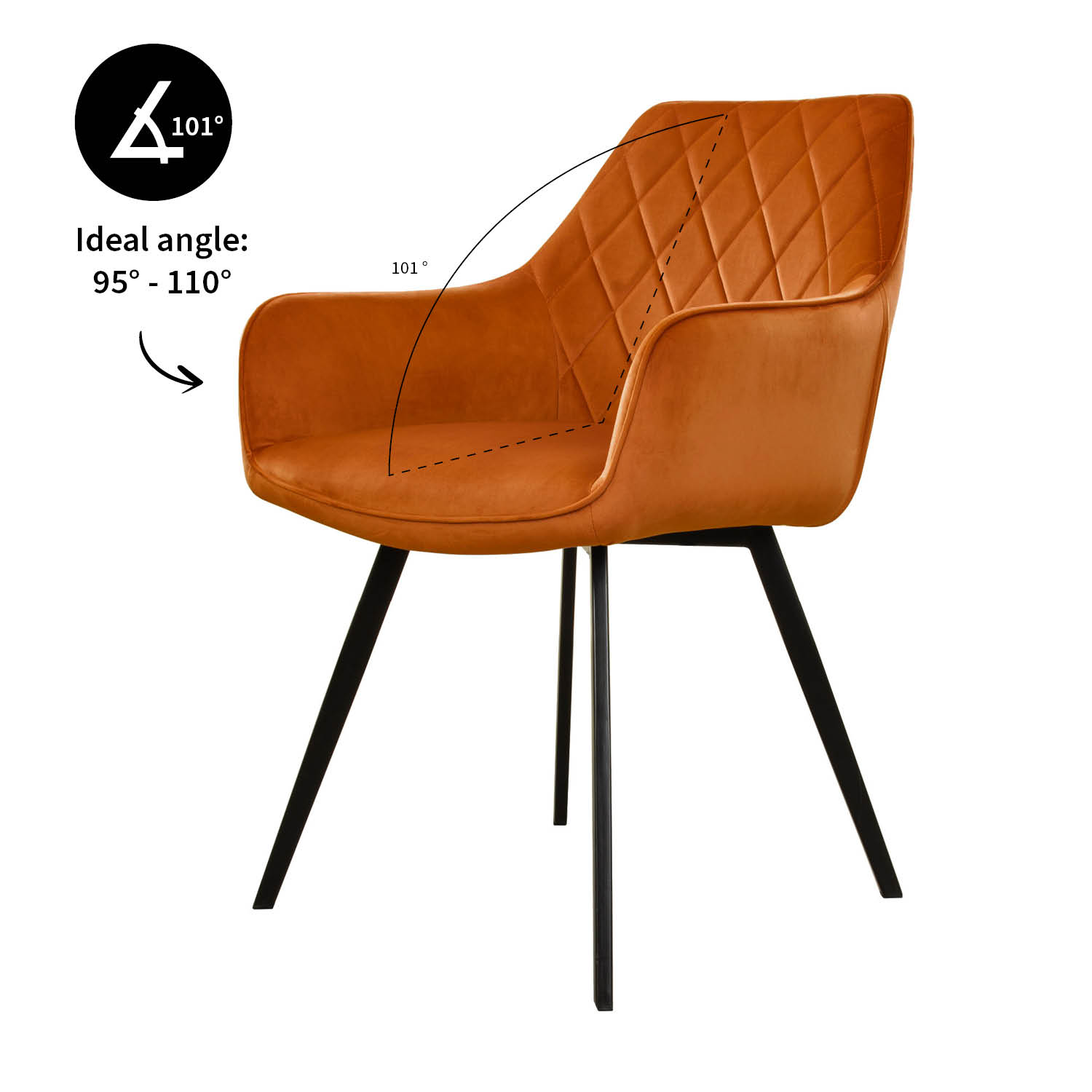 Kick eetkamerstoel  Karl Velvet - oranje