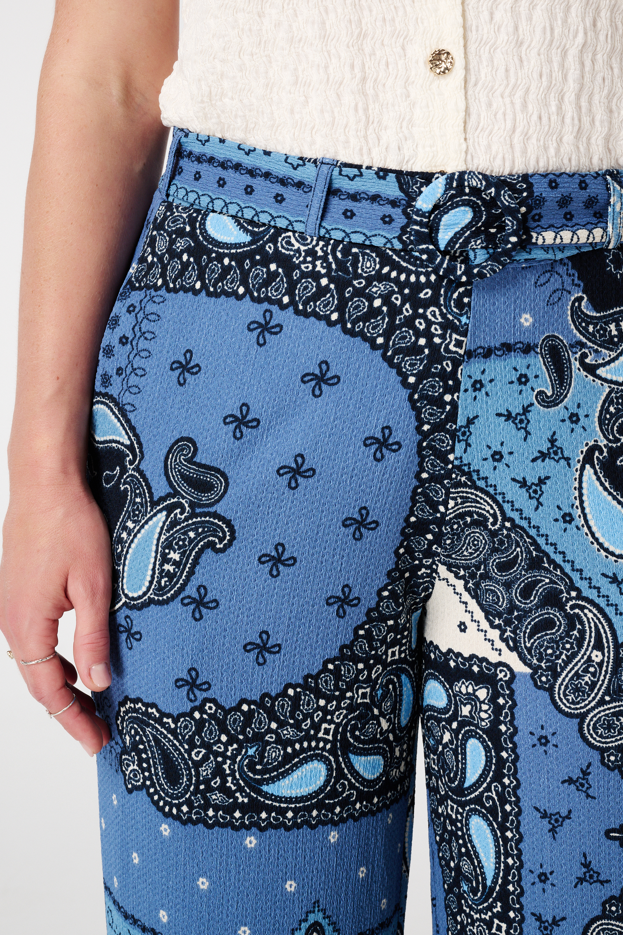 Broek met print en ceintuur Multi blue