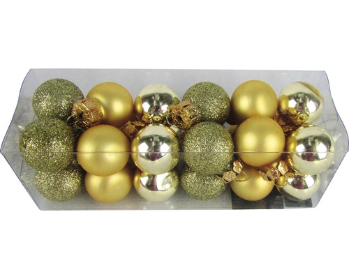 Glazen kerstballen, Ø 2 cm, 24 stuks, goud