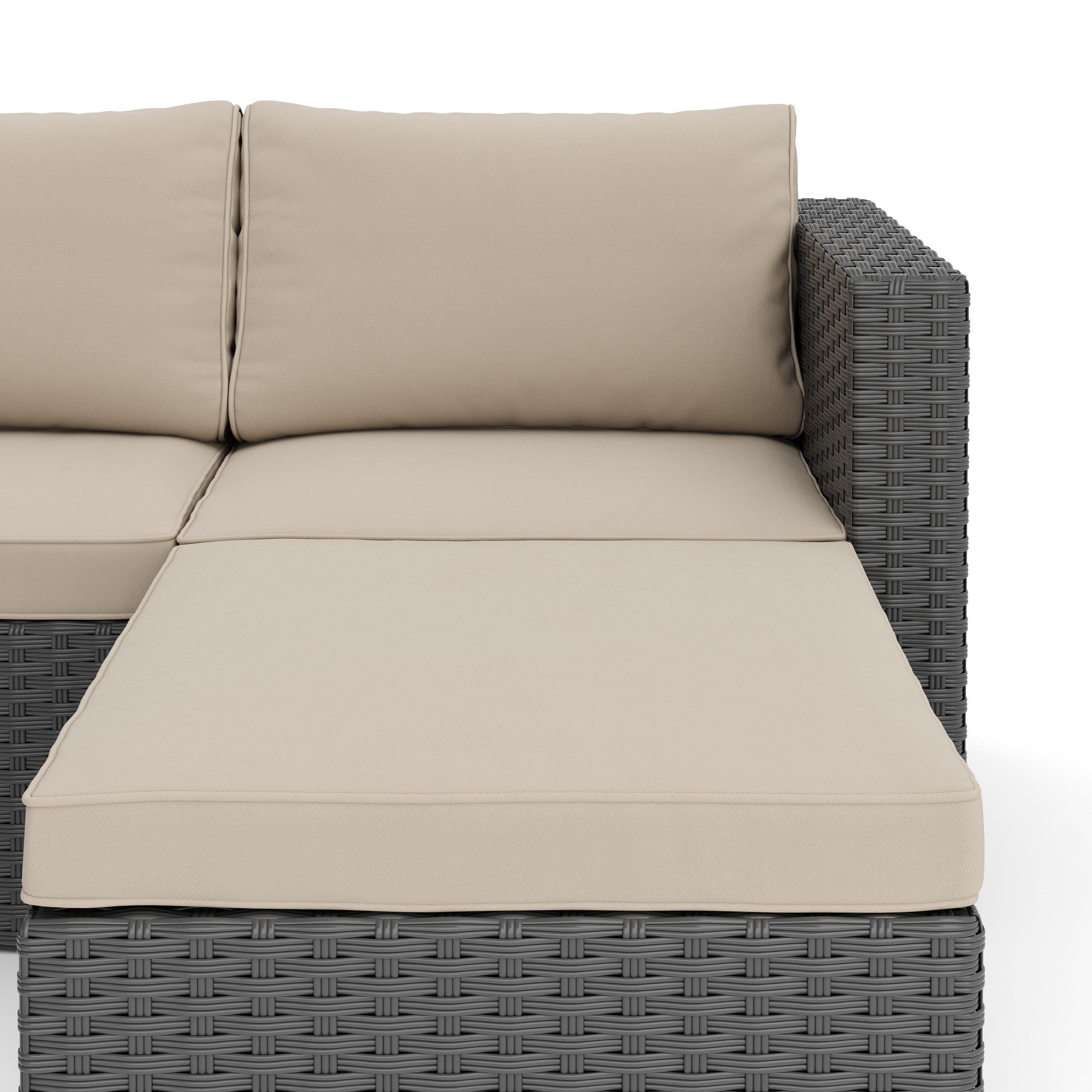 Rattanlounge TUGELA grau/beige