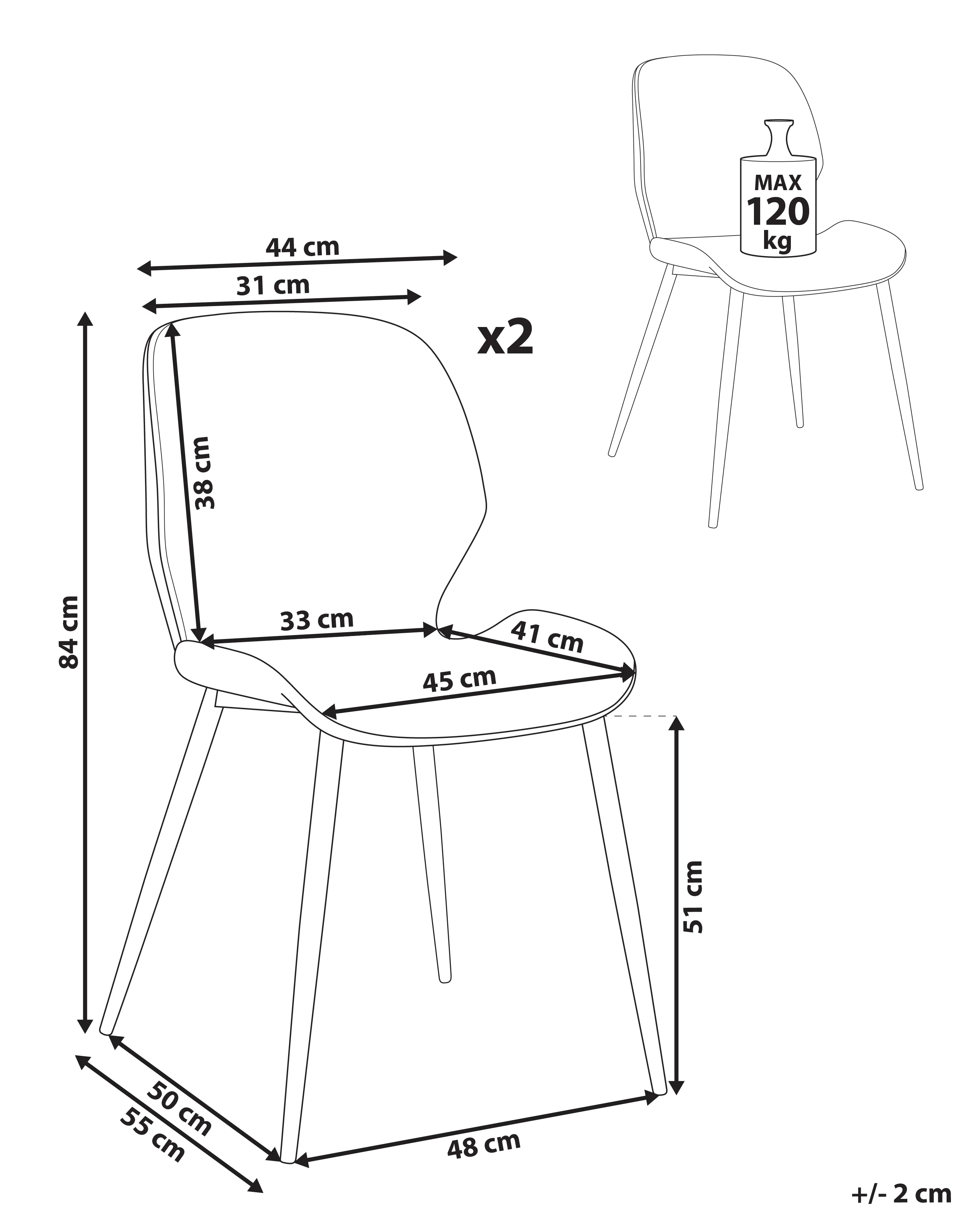 Set van 2 vergaderstoelen HOLLAND Stof Taupe