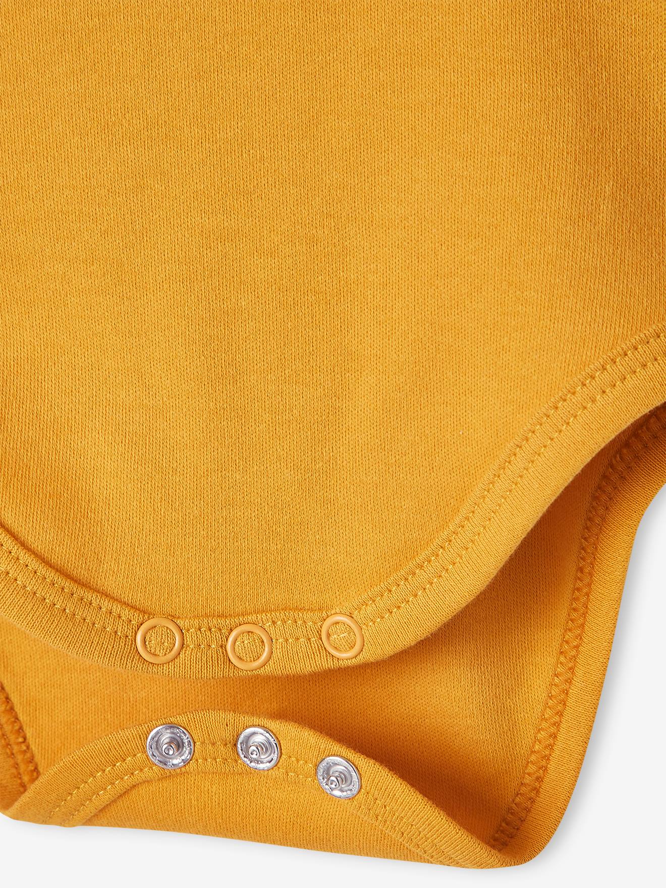 Lote de 5 bodies de manga comprida com cavas americanas, para bebê, amarelo escuro, bicolor/multicolorido