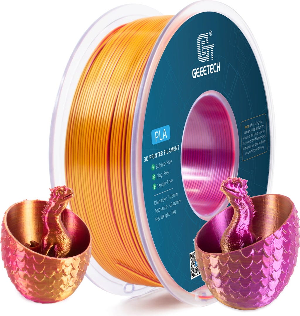 GEEETECH  PLA Silk Tri-Color Red+Gold+Purple, 1,75 mm / 1000 g    Drei Farben in einem Filament