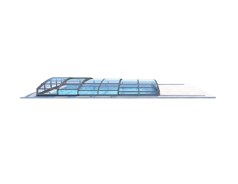 Abri de piscine skyline - 6,47x3,50 m - polycarbonate massif 3 mm - couleur ral7037 gris