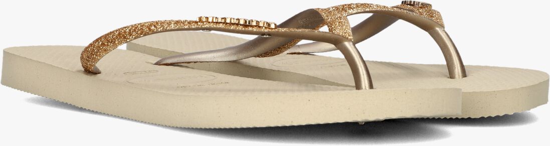 beige havaianas teenslippers slim glitter ii