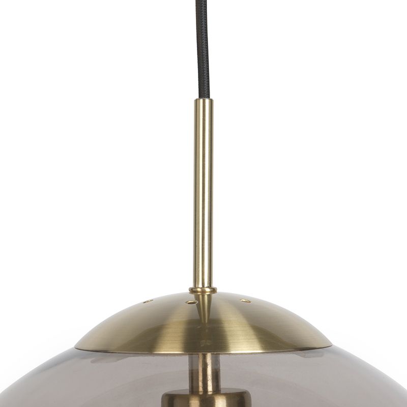 Moderne hanglamp messing met smoke glas 30 cm - Ball