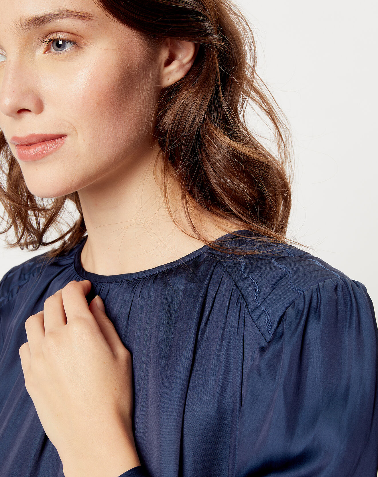 See u Soon Robe satinée Giulia bleu marine