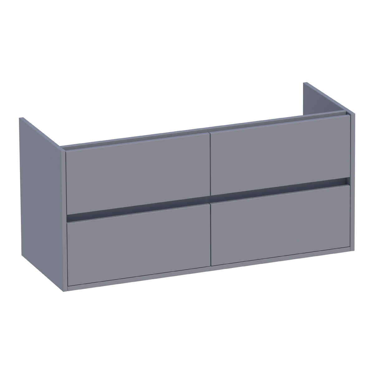 Brauer Adore onderkast 120cm met 4 softclose lades en 2 sifon uitsparingen grijs mat
