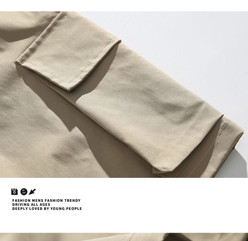 Lefitt - Mid Rise Plain Cargo Shorts