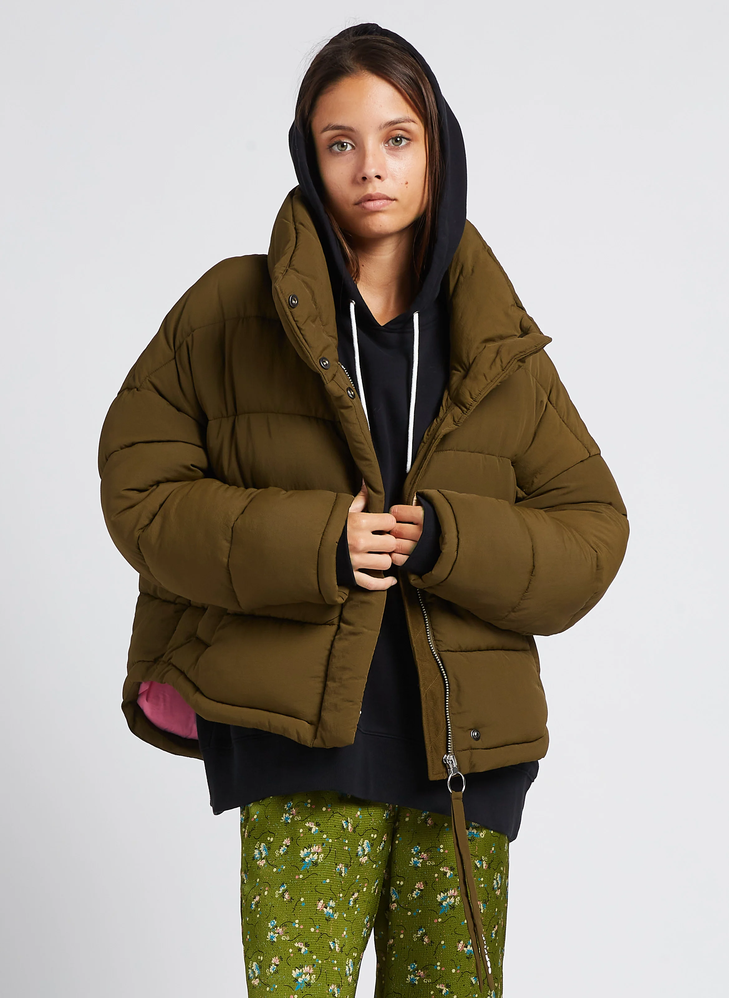 Doudoune oversize col montant| Kaki