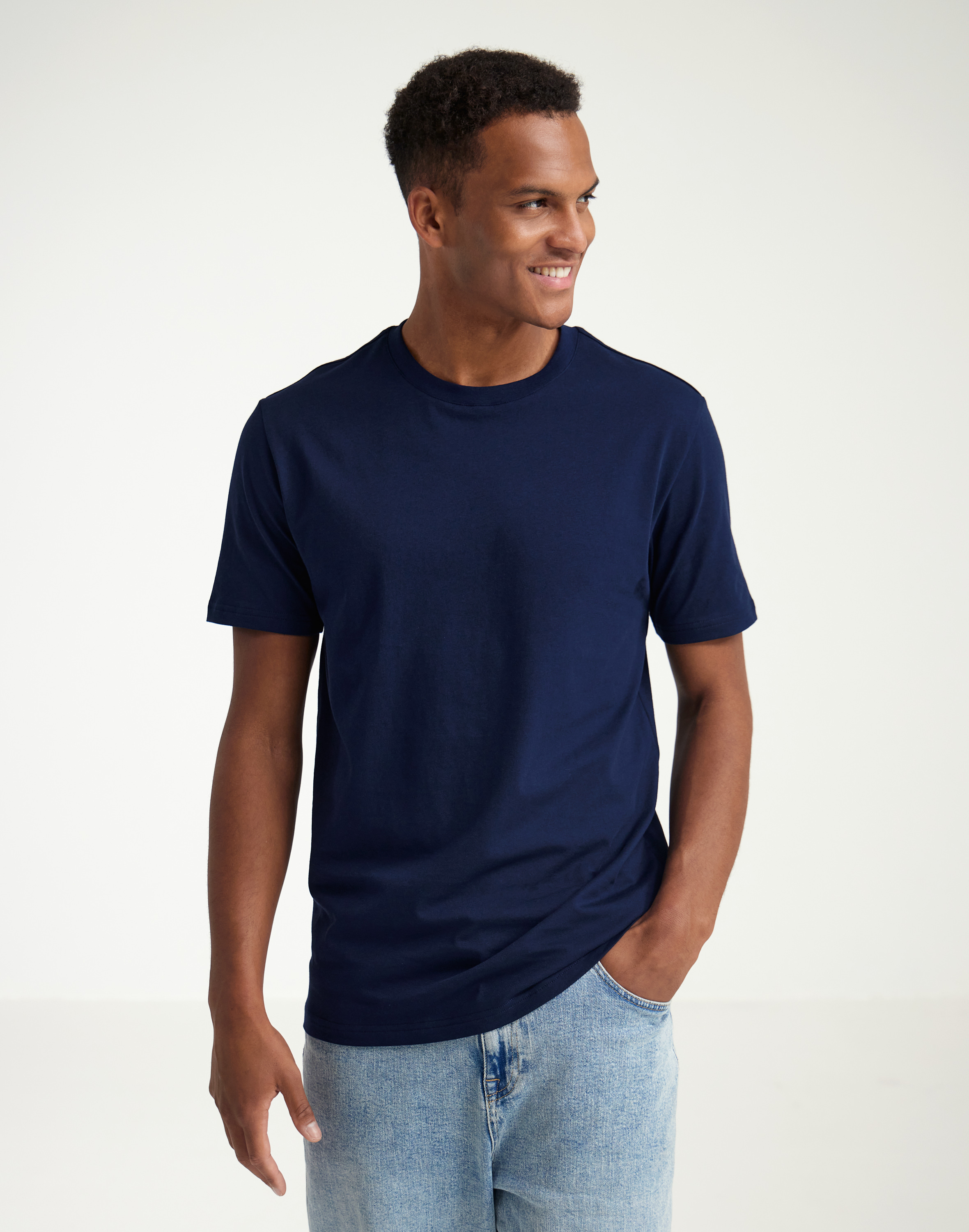 T-shirt van katoen voor heren in Navy