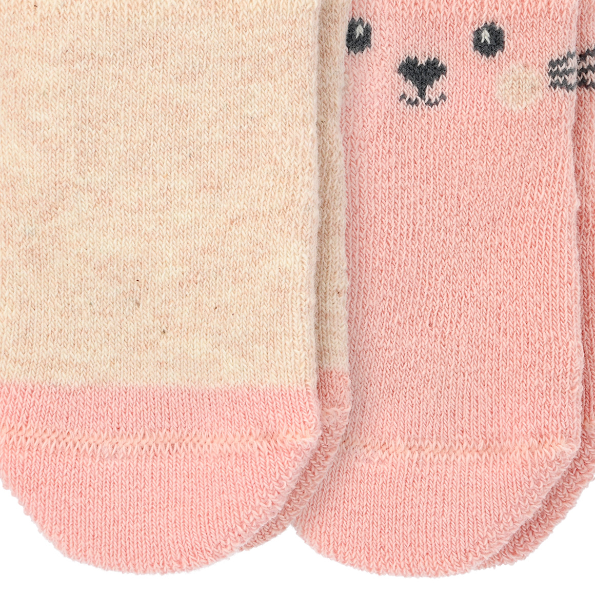 Topomini 2 Paar Newborn Frottee-Socken mit Tier-Motive creme / rosa