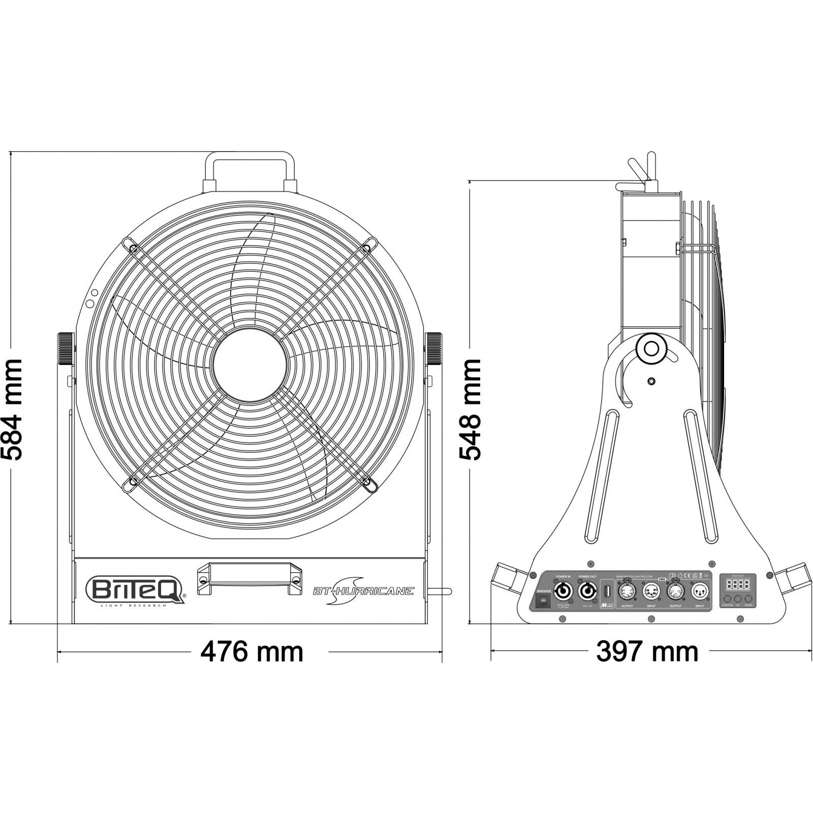 Briteq BT-Hurricane studio- en podiumventilator