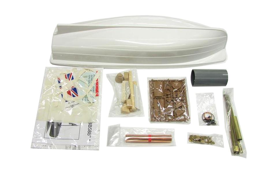 Bausatz Dampfschiff African Queen, 740 mm 1:12<br>Dampfschiff Modellbausatz mit Dampfmaschinen-Attrappe