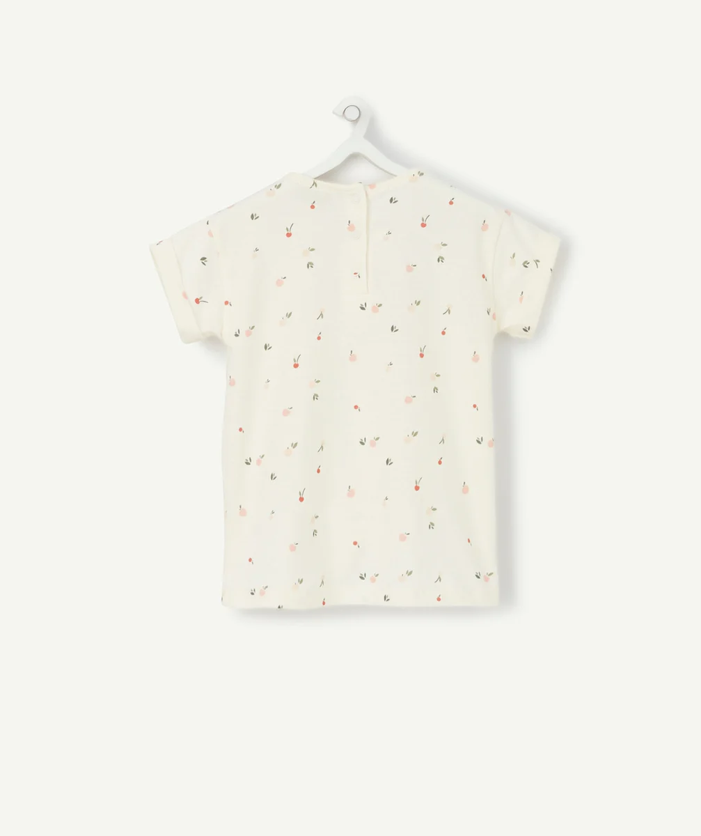 T-SHIRT ÉCRU BÉBÉ FILLE EN COTON BIOLOGIQUE IMPRIMÉ FRUITS