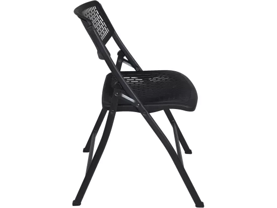 Lot 4 chaises pliantes - pliables métal et plastique souple ajouré SABA (Noir)