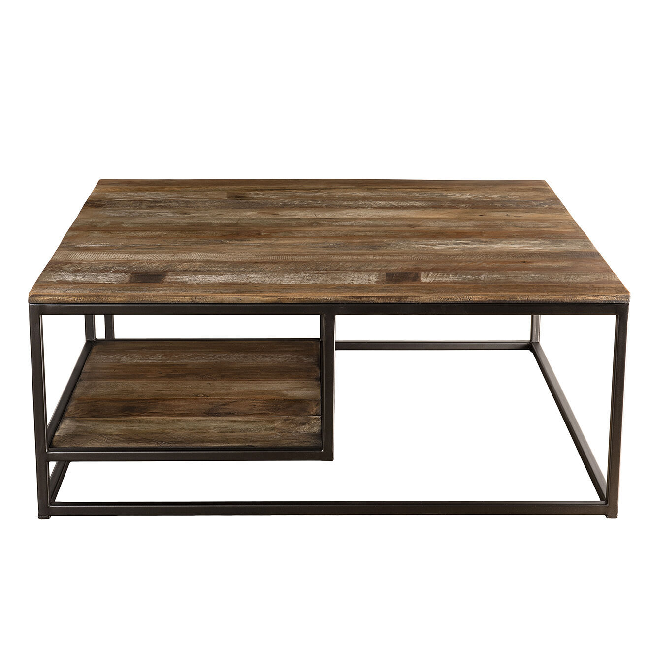 Macabane Table basse avec tablettes Sixtine teck - 100x100x40 cm