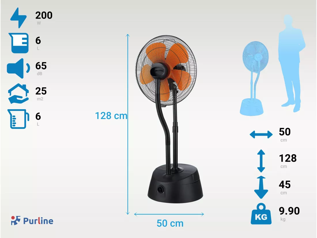 Ventilateur brumisateur à haut débit et réservoir de 6 L