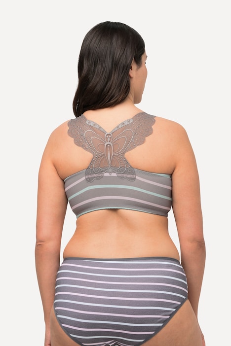 Bustier, Streifen, Vorderverschluss, ohne Bügel, C/D Cup