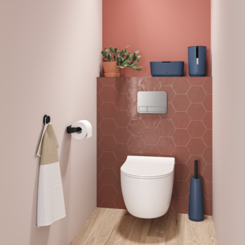 Tiger Toiletborstelhouder TESS vrijstaand met Swoop borstel blauw/zwart