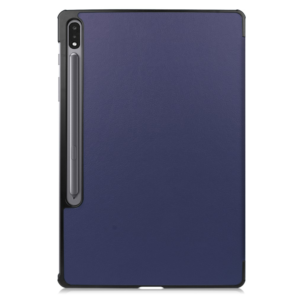 Samsung Galaxy Tab S10  Plus Flipcase Hülle Ledertasche mit Aufstellfunktion Litchi Look   S-Pen Halterung - Dunkelblau