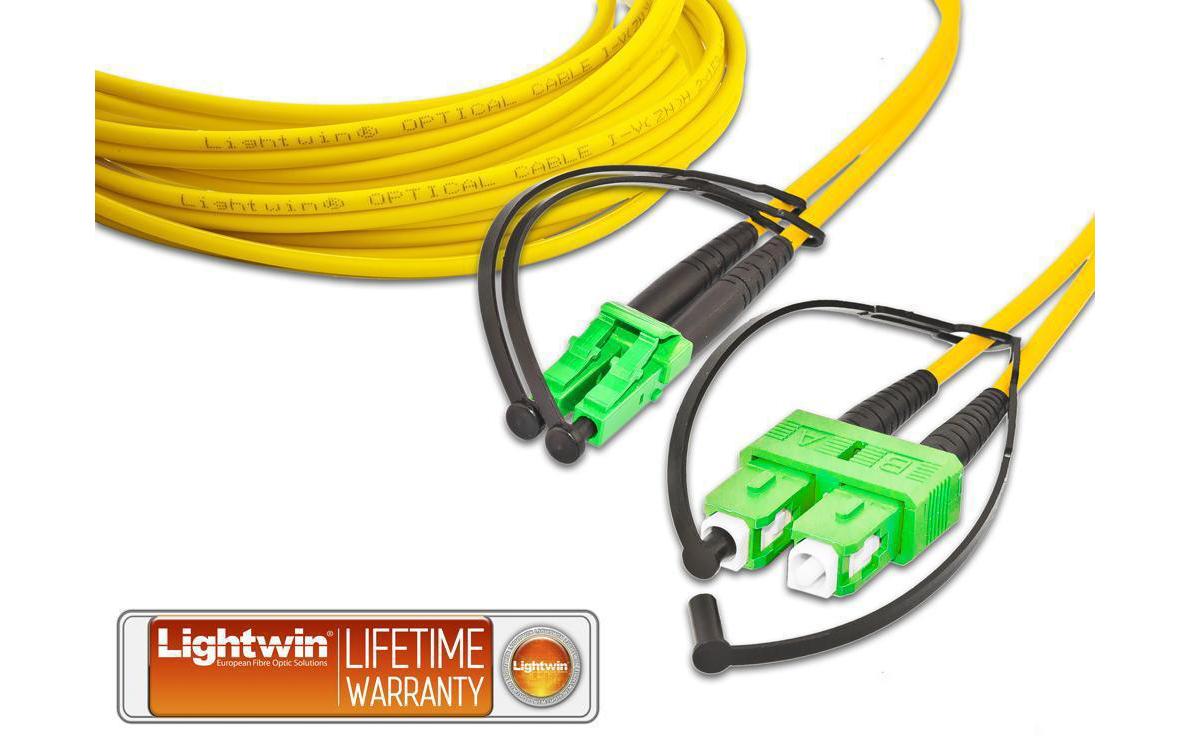 LWL-Patchkabel Singlemode LC/APC – SC/APC, OS2, Duplex, 2 mSinglemode LC/APC-SC/APC Duplex OS2 2 m
