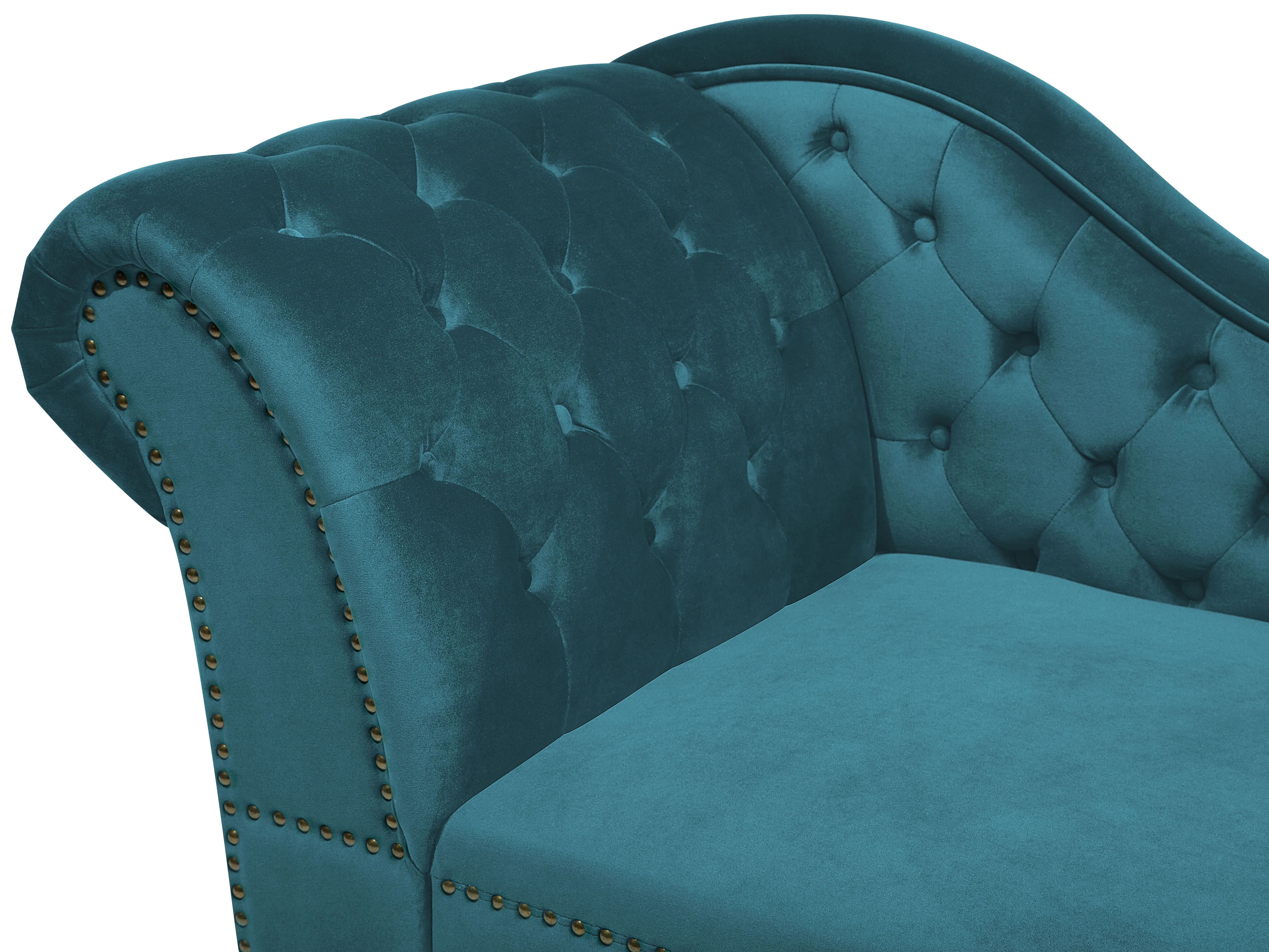 Linkszijdige chaise longue NIMES Fluweel Groenblauw