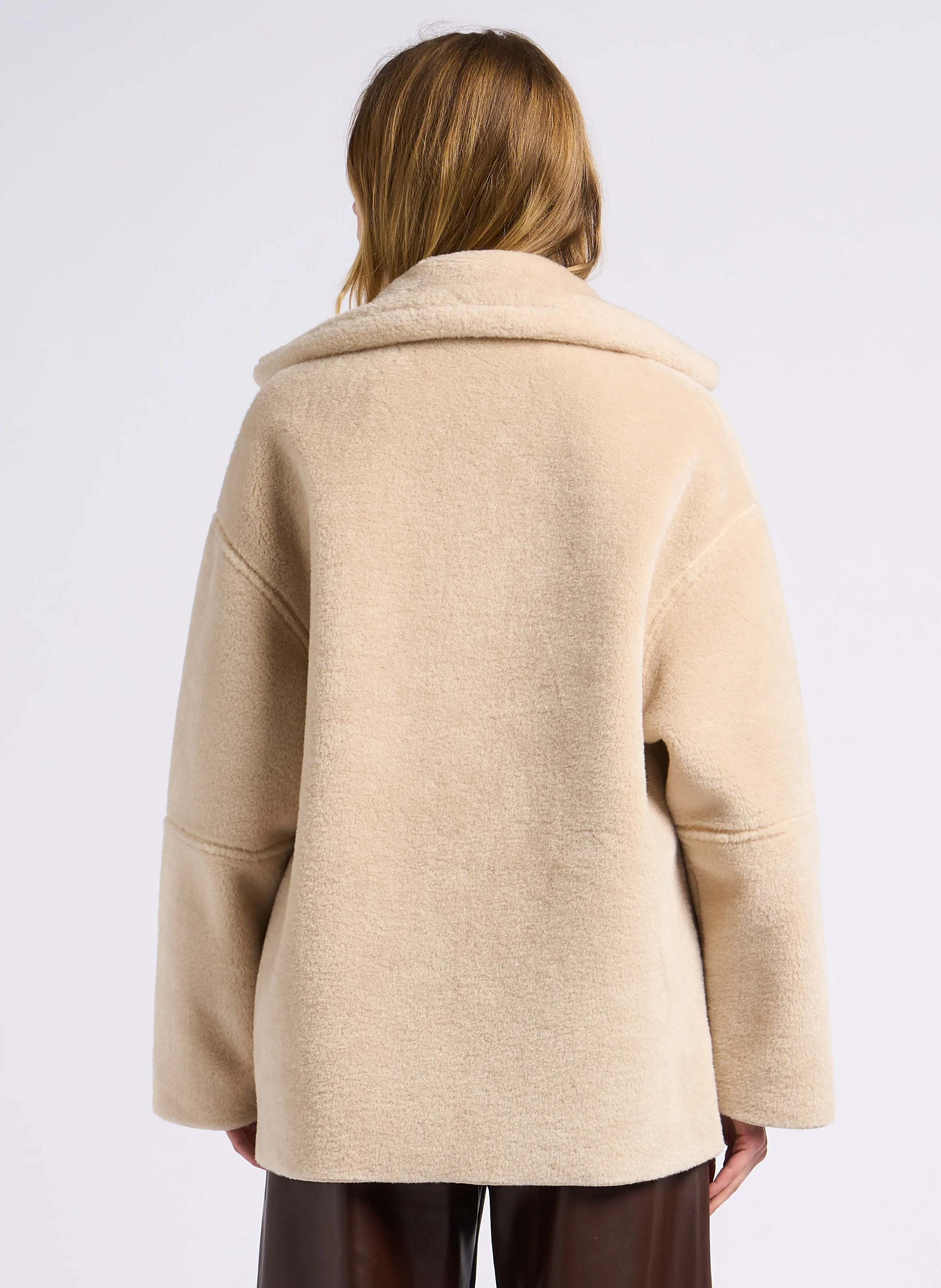 ELHO - Manteau col classique en fausse fourrure | Beige
