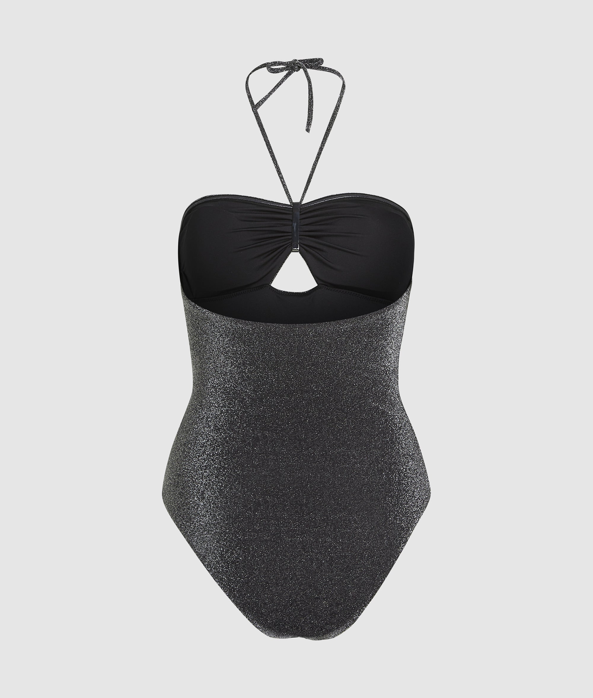 Metallic badpak met halterkraag