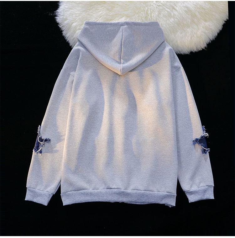 Whyessa - Hoodie met rits en sterrenapplicatie