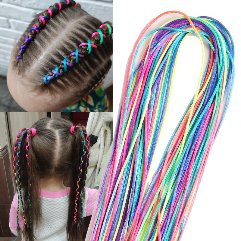 (90cm) Polyester Haar Strähnen Zopf Haarschmuck - Bunt