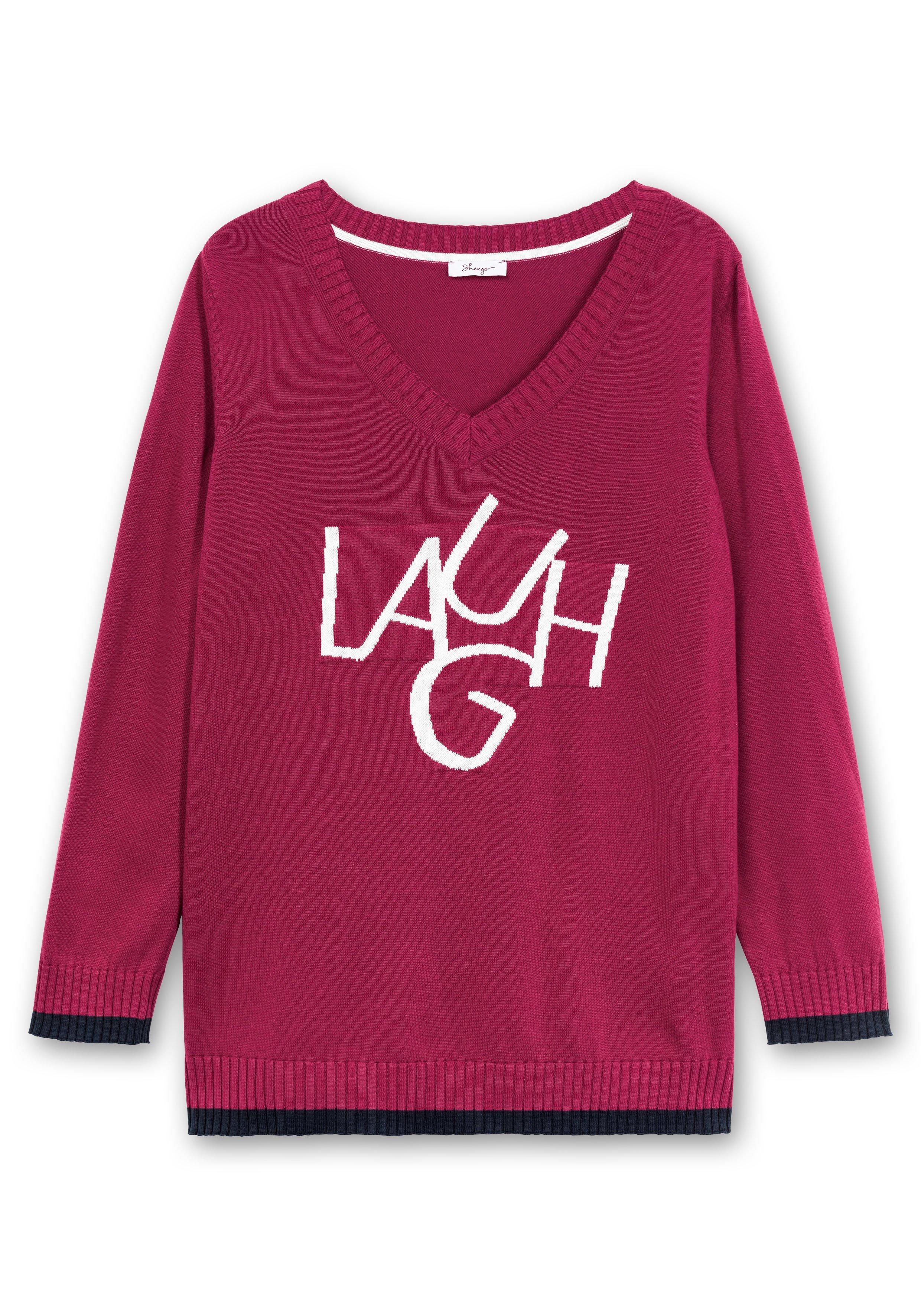 Pullover mit Wording im Intarsienstrick