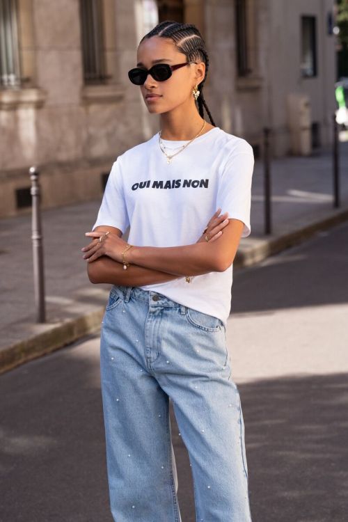 Denim spijkerbroek met parels