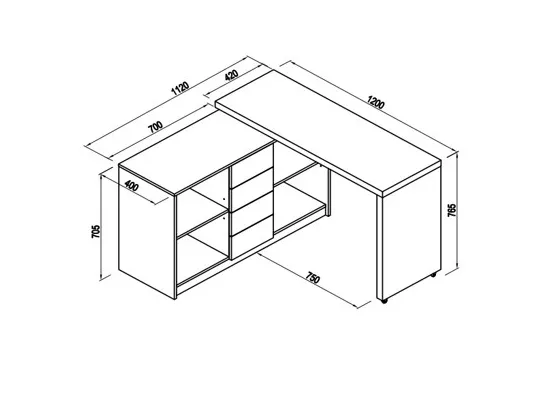 Bureau extensible avec plateau pivotant 360° - MDF - Naturel et noir - PAVELO