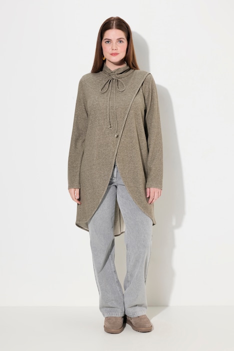 Long-Sweatshirt, Stehkragen, Langarm, Biobaumwolle