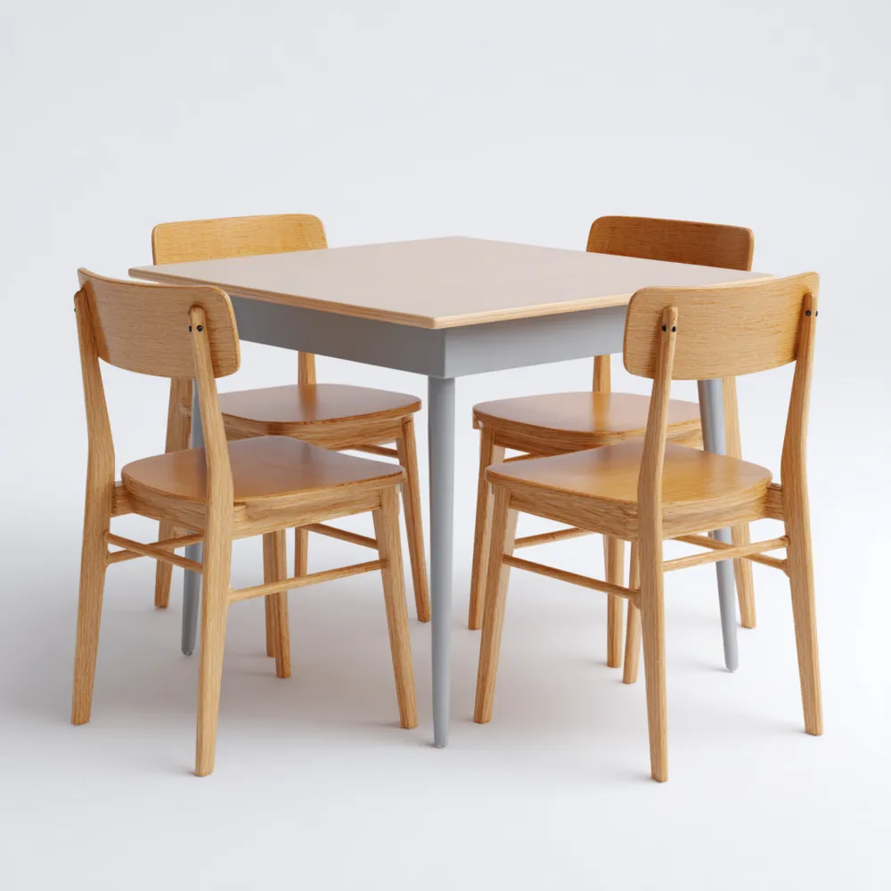 Esszimmer-Set Holz 4 Stühle 120x80x75 cm – Natur/Weiß – Skandinavische