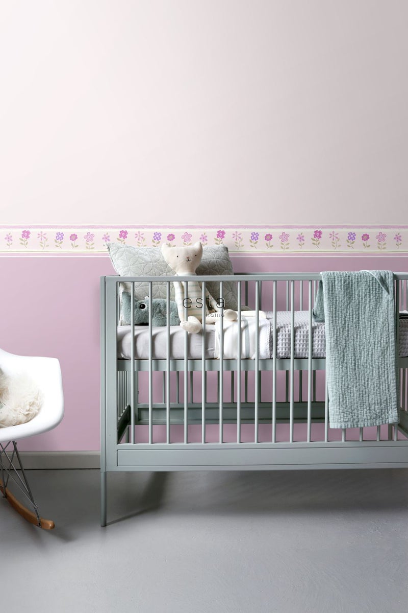 ESTAhome zelfklevende behangrand, bloemmotief, lichtroze - 17,06 cm x 5 m - 170001