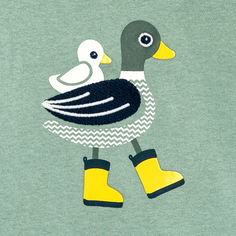Sweat molleton col châle canard vert bébé garçon Vert