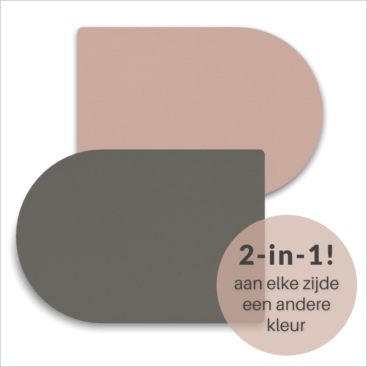 HOYA living Placemat dubbelzijdig kunstleer Placemat set van 6 -Grijs/Roze- kleur - kunstleer - HOYA living #1