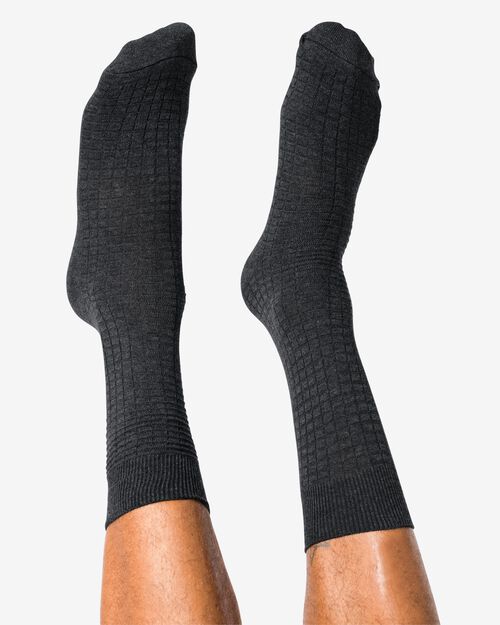 chaussettes pour hommes 1 paire avec carreaux en 3D  gris foncé