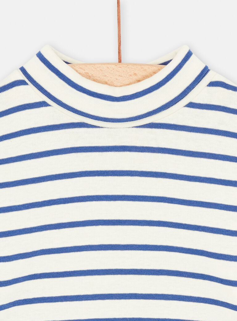 Sous-pull crème et bleu à col montant pour bébé garçon