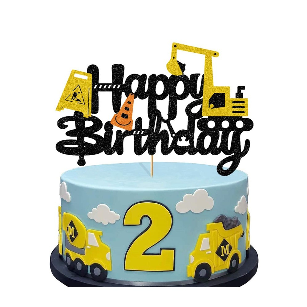 Kuchenstecker Happy Birthday Kinder Tortenstecker Topper Dekoration für Torten / Kuchen - Bagger