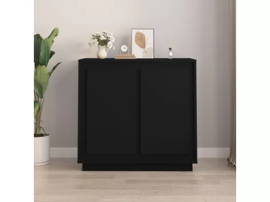 Buffet noir 80x34x75 cm bois d'ingénierie
