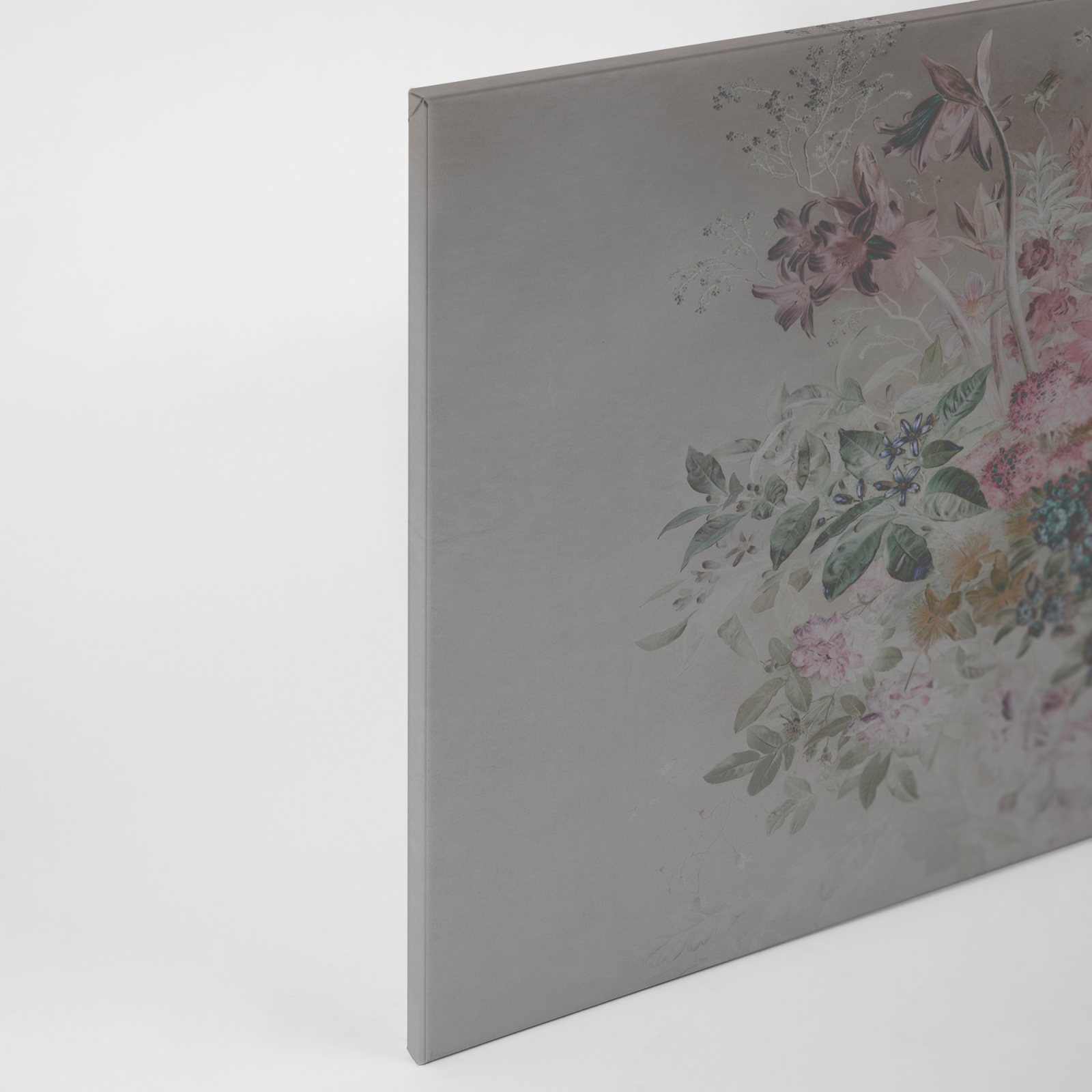 Leinwandbild BLUMEN-BOUQUET - grau-pink - 90x60 cm