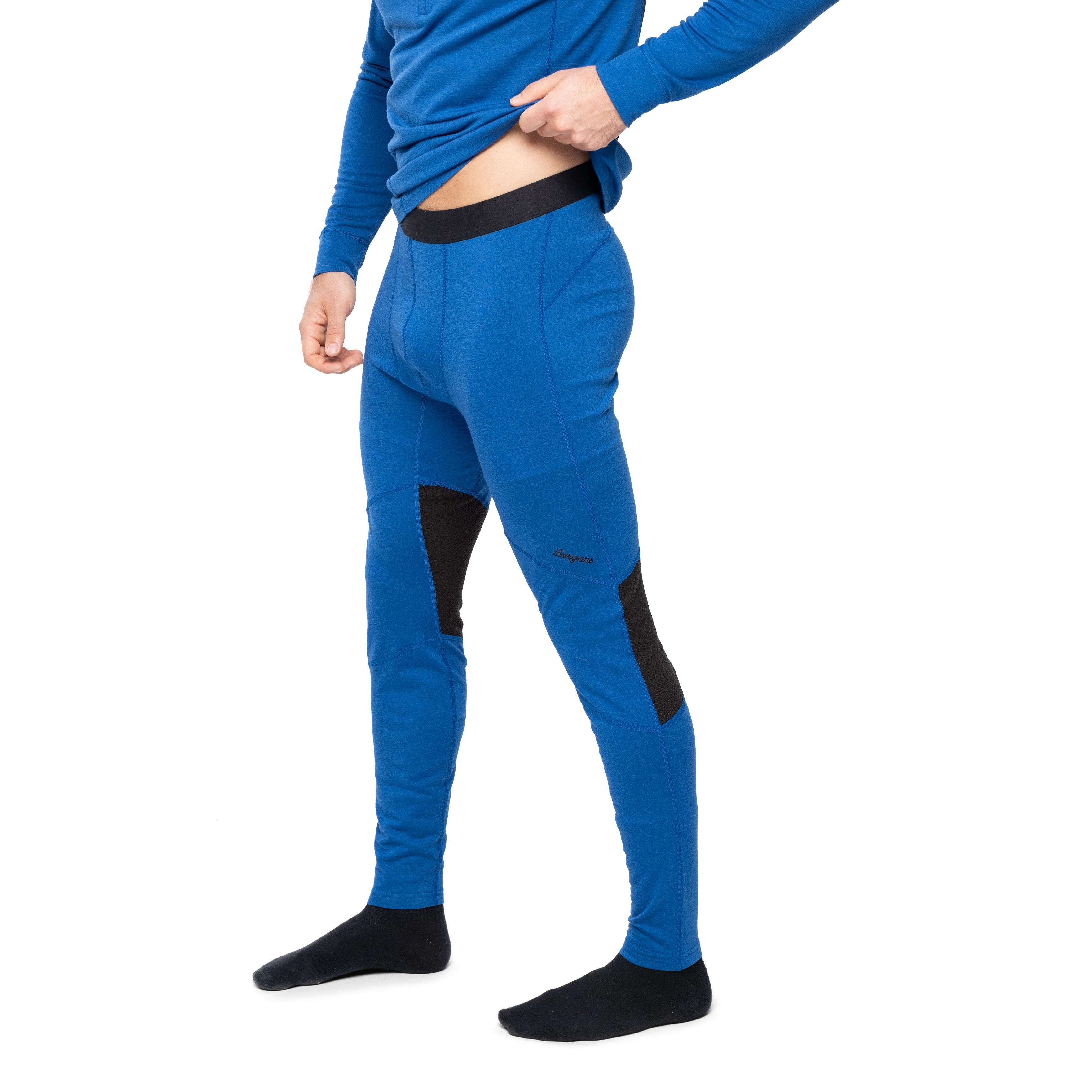 Inner:Pure Merino Tights Men Dusty Space Blue / Black